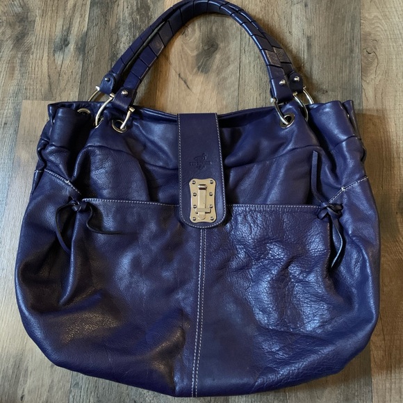 Ted Benson Italian Purple Leather Hobo - Picture 2 of 8
